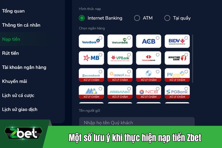 Một số lưu ý khi thực hiện nạp tiền Zbet mà người chơi cần nắm